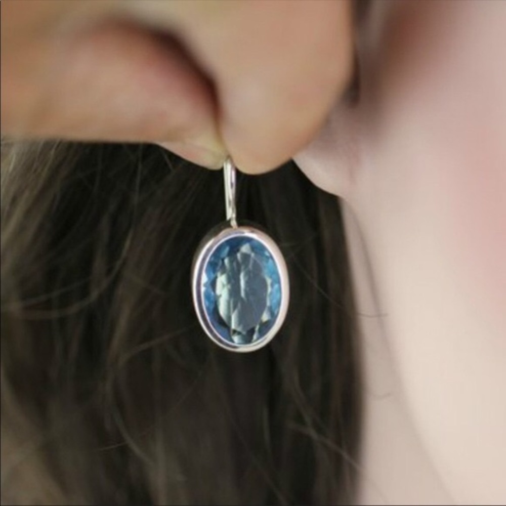 Silver Plated Blue Crystal Earrings